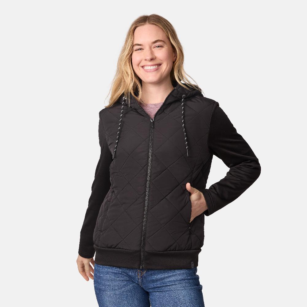 free country Women's Venture Quilted Hybrid Jacket Black