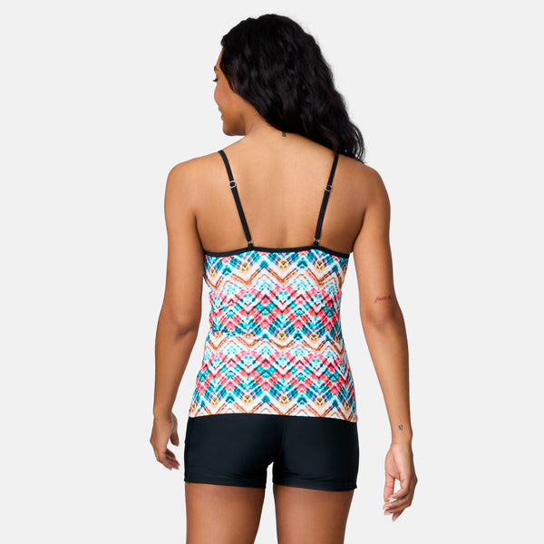 Free Country Women's Zigzag Zest 2-in-1 Keyhole Tankini Top Jadesea Zigzag Zest