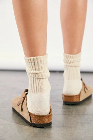 Free People Birkenstock Boston Soft Footbed Clogs Taupe Suede