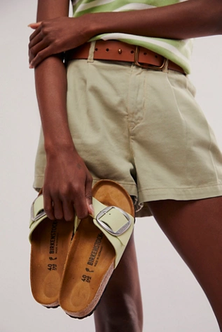 Free People Birkenstock Madrid Big Buckle Sandals Faded Lime Nubuck