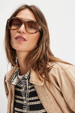 Free People Cruise Oversized Aviator Sunglasses Earl Grey