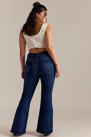 Free People CRVY Infinite Stretch Pull-On Flare Jeans Night Sky