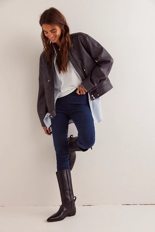 Free People CRVY Infinite Stretch Pull-On Skinny Jeans Cool Dusk