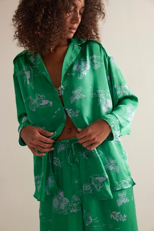 free people Dreamy Days Pajama Set Green Jelly Combo