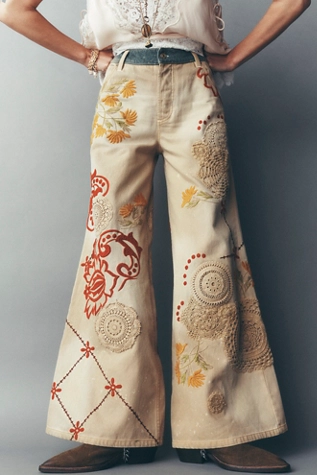 Free People Falling Love Wide-Leg Jeans Morning Star