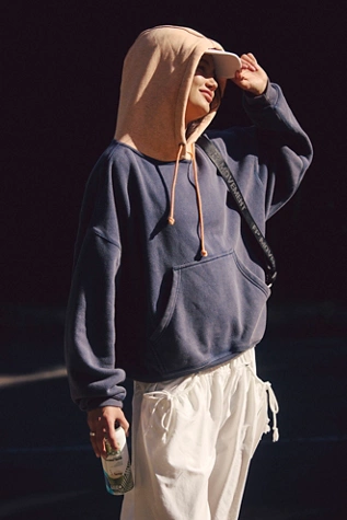 Free People Final Call Colorblock Hoodie Midnight Navy