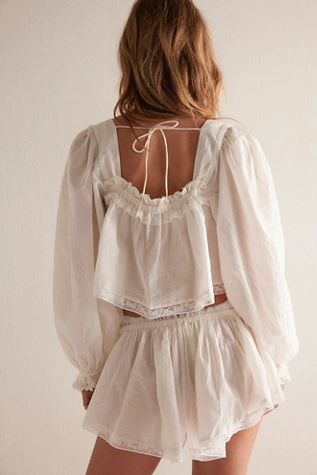 Free People For Love & Lemons Venetia Sleep Shorts Vintage Cream
