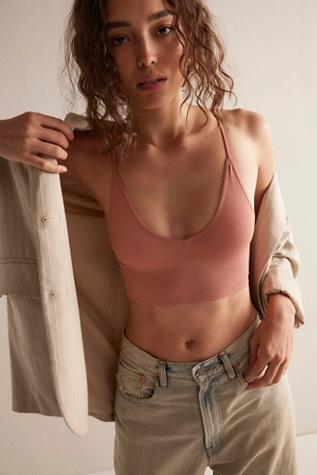Free People Ali Low-Back Seamless Bra Rosedawn