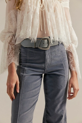 Free People Charlie Leather Belt Slate Grey