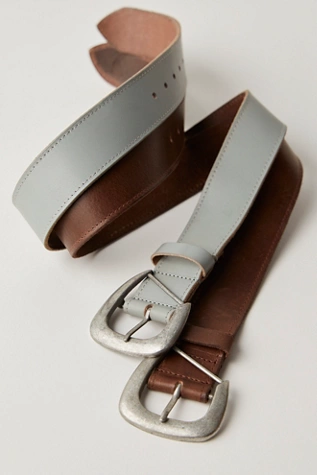 free people Charlie Leather Belt Slate Grey