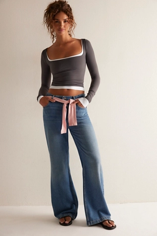 Free People Clean Lines Long Sleeve Vintage Grey