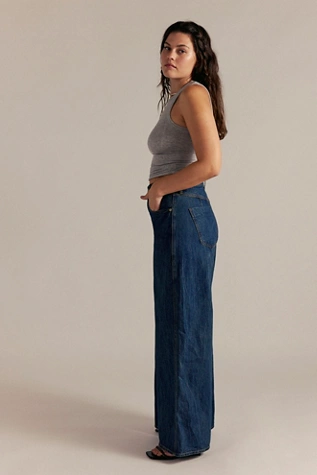 Free People CRVY Gia Wide-Leg Jeans Dark Saturday