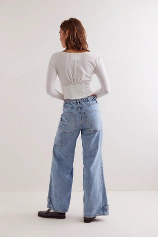 Free People CRVY Outlaw Wide-Leg Jeans Drizzle