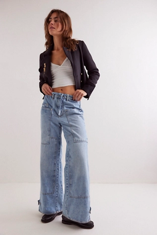 free people CRVY Outlaw Wide-Leg Jeans Drizzle