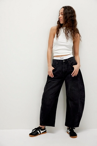 Free People CRVY Venus Barrel Jeans Darkness Falls