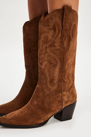Free People Dagget Western Boots Light Brown Suede