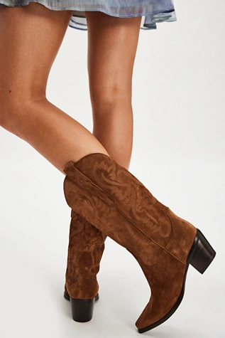 Free People Dagget Western Boots Light Brown Suede