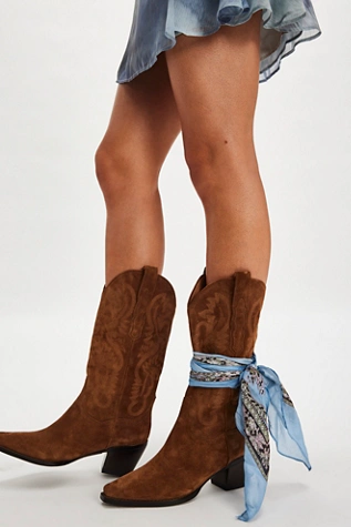 free people Dagget Western Boots Light Brown Suede