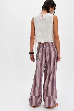 Free People Day's End Stripe Pants Mauve Combo