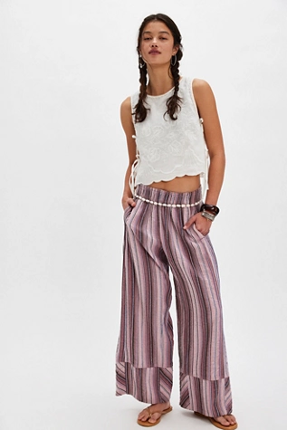 free people Day's End Stripe Pants Mauve Combo