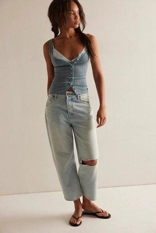 Free People End Game Pointelle Tank Celtic Green