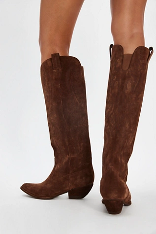 Free People Finn Tall Western Boots Brown Suede
