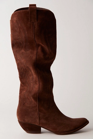 Free People Finn Tall Western Boots Brown Suede