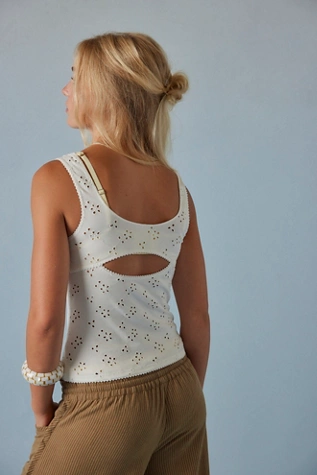 Free People Full Bloom Eyelet Cami Ivory