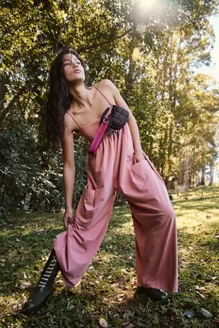 Free People Hot Shot Strappy Onesie Petal