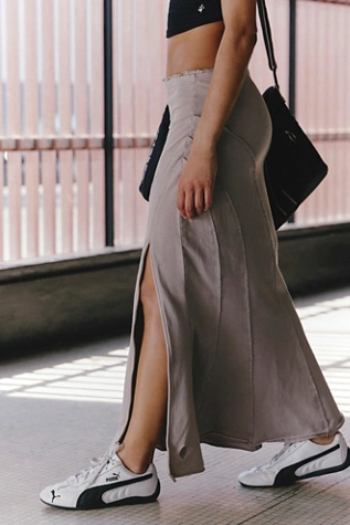 Free People Hot Shot Terry Skirt Pale Taupe