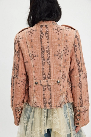 Free People Lotty Jacquard Jacket Rose Smoke