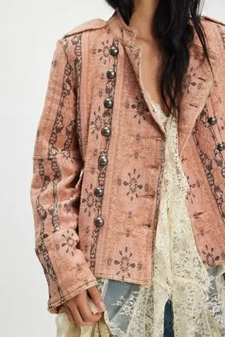 free people Lotty Jacquard Jacket Rose Smoke