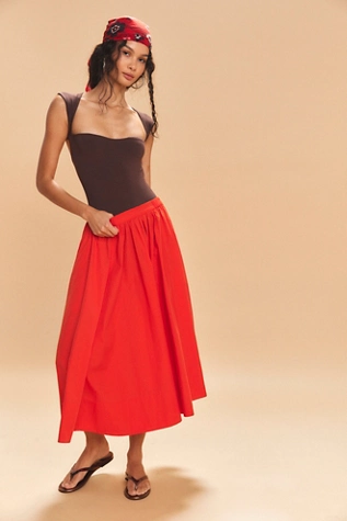 Free People Lowen Midi Skirt Cherry Tomato