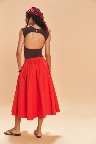 Free People Lowen Midi Skirt Cherry Tomato
