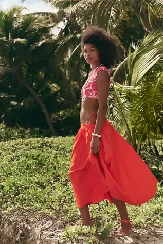 Free People Lowen Midi Skirt Cherry Tomato