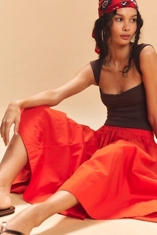 free people Lowen Midi Skirt Cherry Tomato