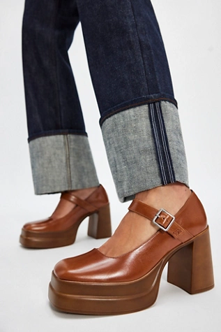 Free People Marais Mary Janes Chestnut Leather