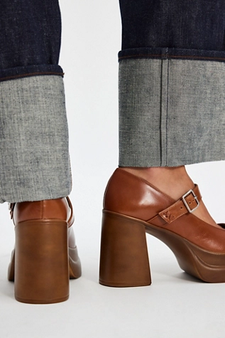 Free People Marais Mary Janes Chestnut Leather