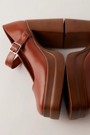 Free People Marais Mary Janes Chestnut Leather