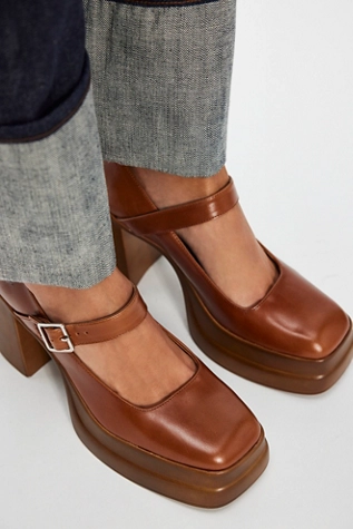 free people Marais Mary Janes Chestnut Leather