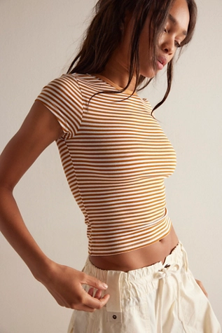 Free People Morning Pages Baby Tee Brown 22