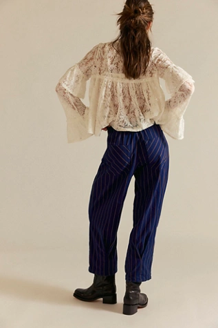 Free People Nice Choice Pull-On Pants Pinstripe