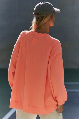 Free People One To Beat Pullover Neon Coral