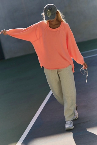 Free People One To Beat Pullover Neon Coral