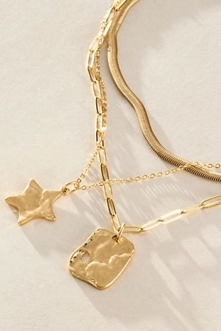 Free People Oversized Coin Necklace Gold Star