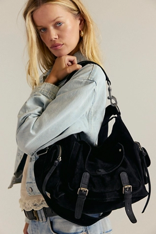 Free People Palermo Suede Shoulder Bag Black