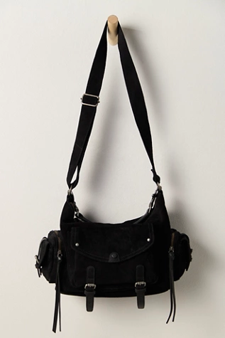 Free People Palermo Suede Shoulder Bag Black