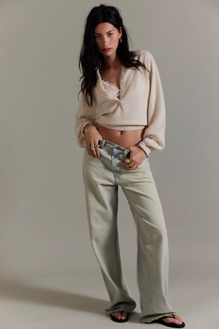 Free People Porta Cashmere Henley Pearl