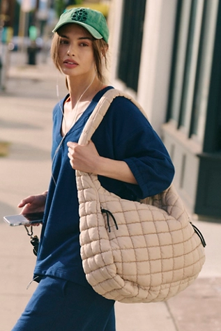 Free People Quilted Carryall Bag Off White