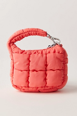 Free People Quilted Micro Pouch Neon Coral